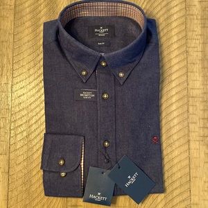 Men’s Hackett, Melange Flannel, Sz Med.  Color Navy.